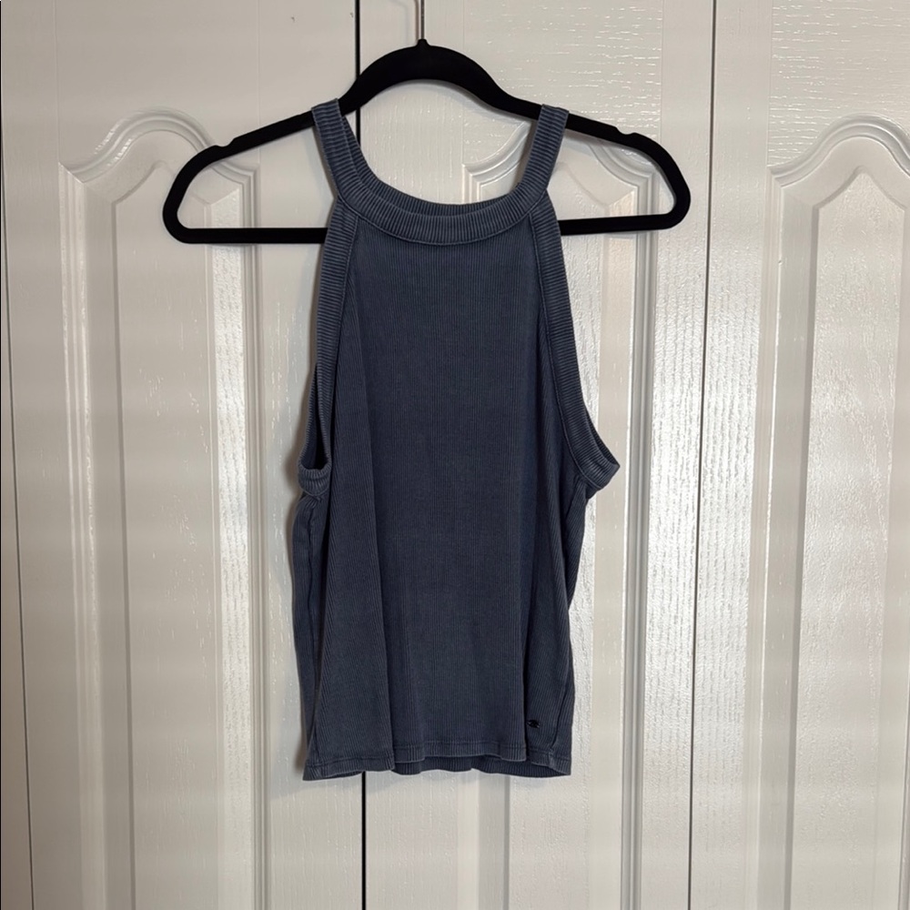 American Eagle Outfitters Blue Sleeveless Crop Tank Top